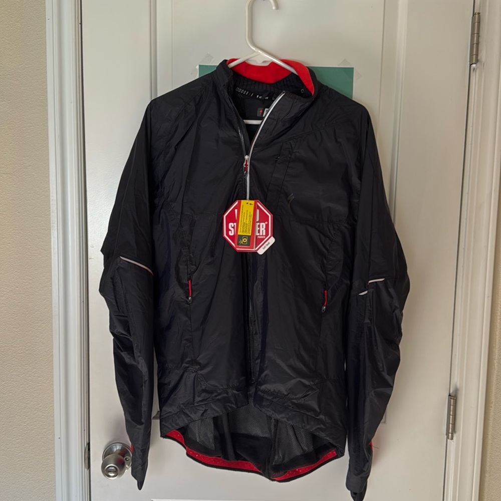 Black reflective cycling coat